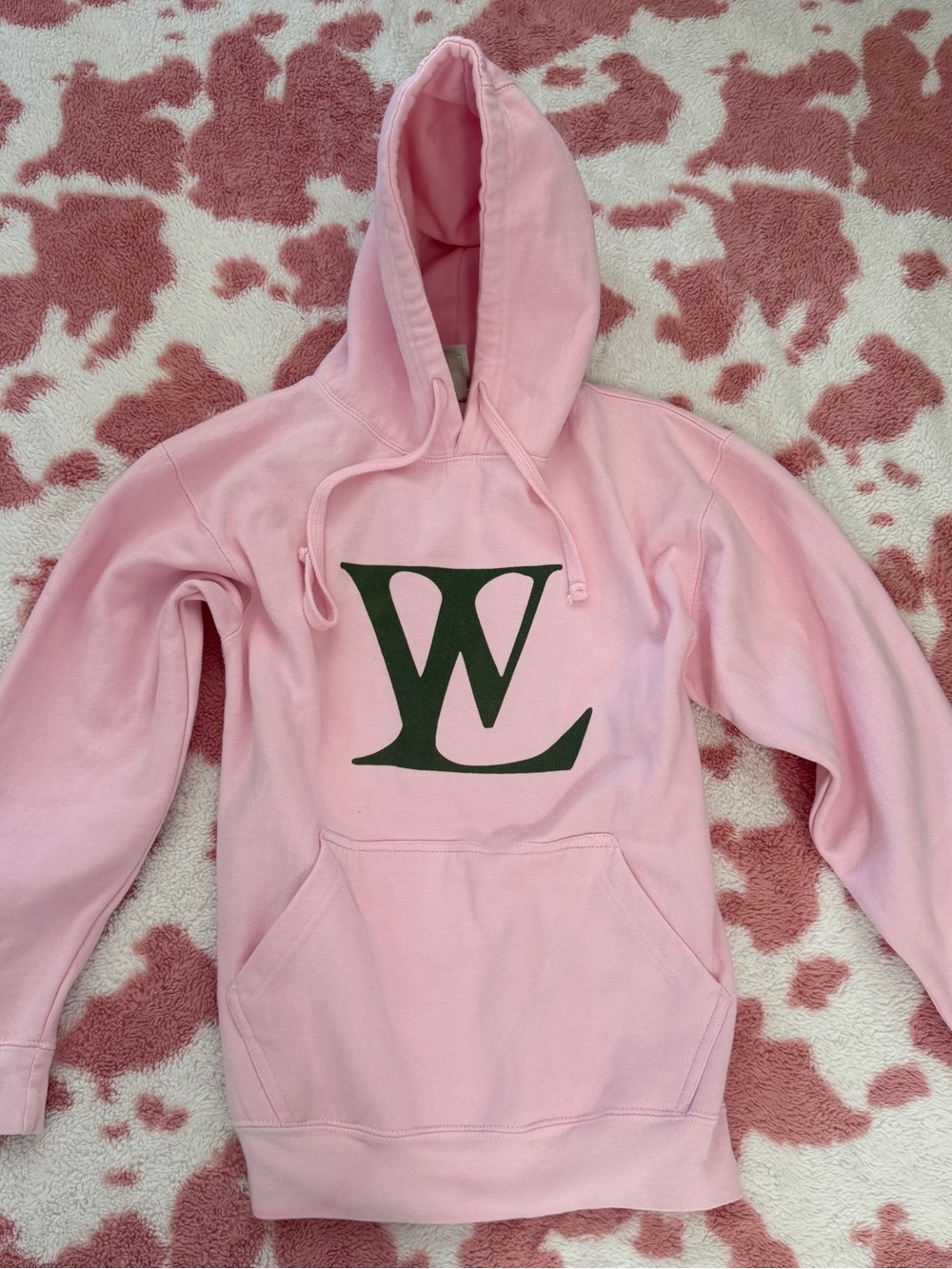 Pink Hoodie with Green 'WL' Logo